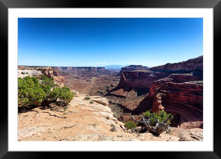 Grand Canyon with ground trail in lower valley  Framed Mounted Print by Thomas Baker
