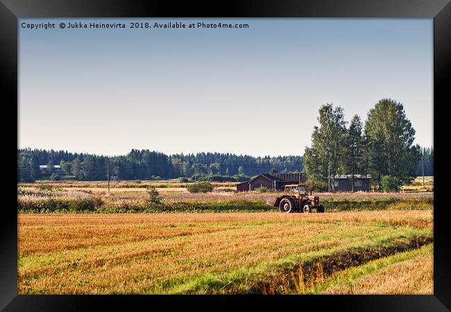 Old Tractor On The Fields Framed Print by Jukka Heinovirta