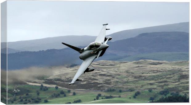 RAF Typhoon low level in Wales at the Mach Loop  1 Canvas Print by Philip Catleugh