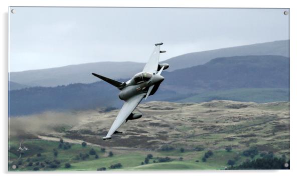 RAF Typhoon low level in Wales at the Mach Loop  1 Acrylic by Philip Catleugh