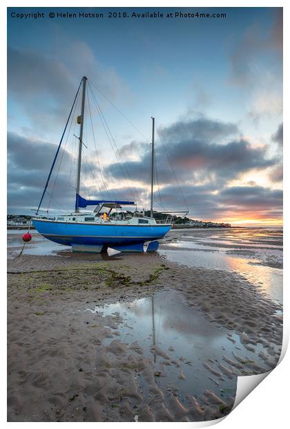 Sunset at Instow in devon Print by Helen Hotson