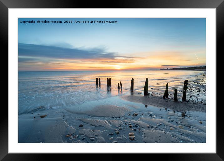 Sunrise at Sandsend Beach in Yorkshire Framed Mounted Print by Helen Hotson