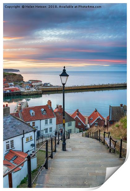 The 199 Steps at Whitby in Yorkshire Print by Helen Hotson