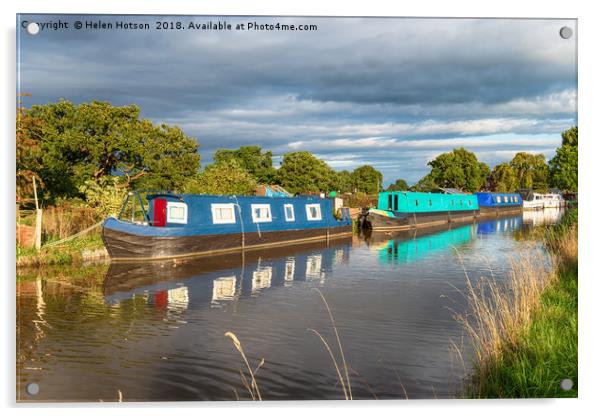 Canal Boats at Waverton Acrylic by Helen Hotson