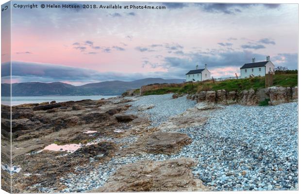 Penmon Point Cottages Canvas Print by Helen Hotson