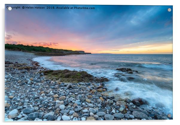 Anglesey Sunset Acrylic by Helen Hotson
