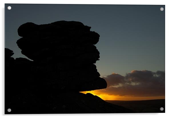 Bonehill Rocks on Dartmoor Acrylic by Pete Hemington