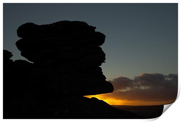 Bonehill Rocks on Dartmoor Print by Pete Hemington
