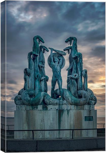 Statue of Hercules and the Hydra Canvas Print by Antony McAulay