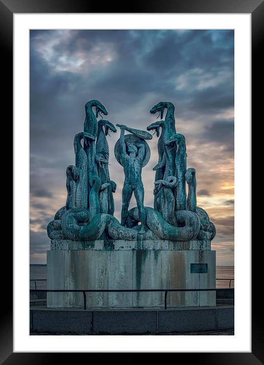 Statue of Hercules and the Hydra Framed Mounted Print by Antony McAulay