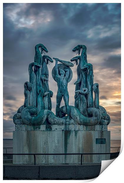 Statue of Hercules and the Hydra Print by Antony McAulay