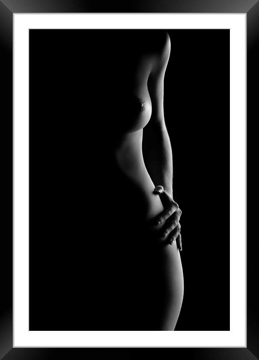 Bodyscape of nude woman standing Framed Mounted Print by Johan Swanepoel