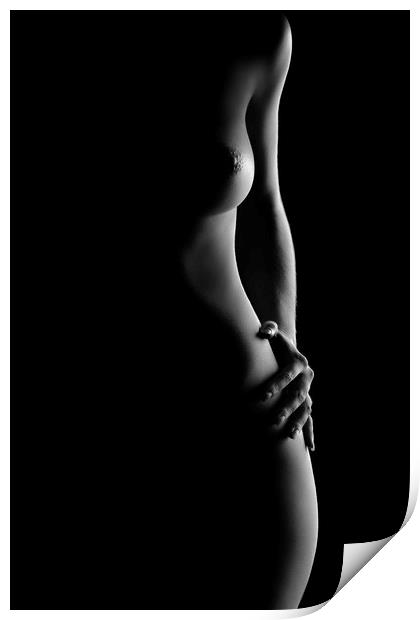 Bodyscape of nude woman standing Print by Johan Swanepoel