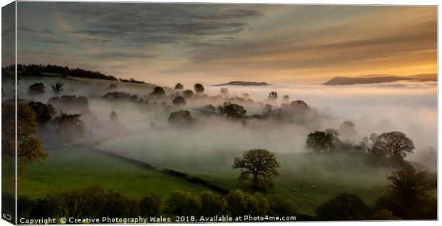 View across Talybont on Usk towards the Black Moun Canvas Print by Creative Photography Wales
