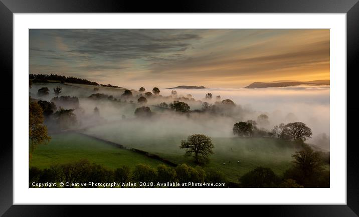 View across Talybont on Usk towards the Black Moun Framed Mounted Print by Creative Photography Wales