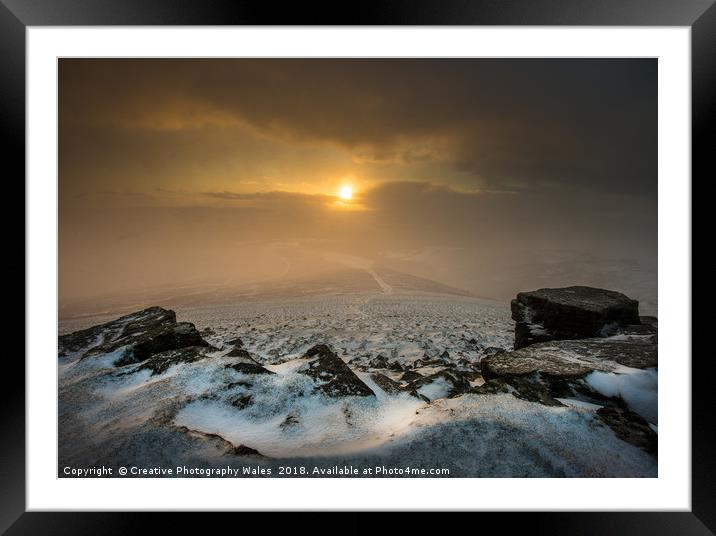 Sugar Loaf Winter Sunset, Brecon Beacons Framed Mounted Print by Creative Photography Wales