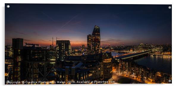 Night view of the city of London Acrylic by Creative Photography Wales
