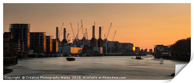 Battersea Power Station on the Thames, London Print by Creative Photography Wales