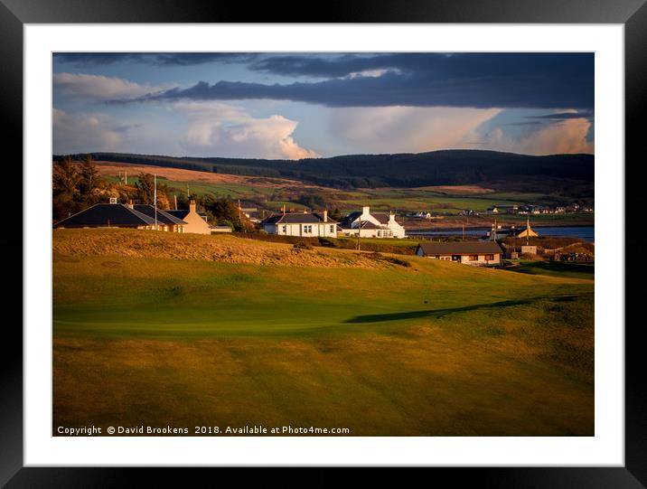 The 11th Green and the Clubhouse at Shiskine GC Framed Mounted Print by David Brookens