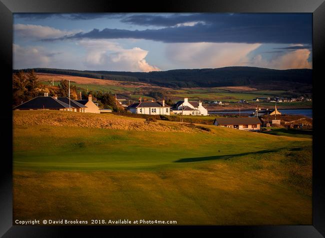 The 11th Green and the Clubhouse at Shiskine GC Framed Print by David Brookens