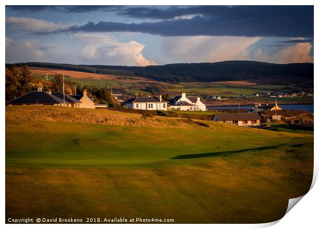 The 11th Green and the Clubhouse at Shiskine GC Print by David Brookens