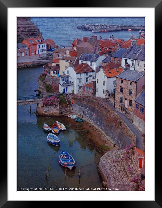 "Evening Light on Staithes Harbour" Framed Mounted Print by ROS RIDLEY