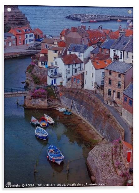 "Evening Light on Staithes Harbour" Acrylic by ROS RIDLEY