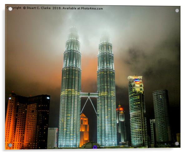 Up in the clouds, Kuala Lumpur Acrylic by Stuart C Clarke