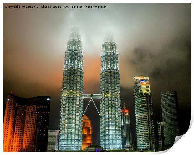 Up in the clouds, Kuala Lumpur Print by Stuart C Clarke