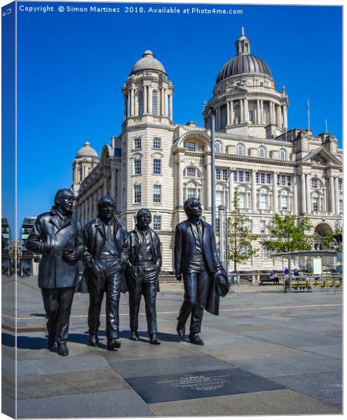 The Beatles in Liverpool Canvas Print by Simon Martinez