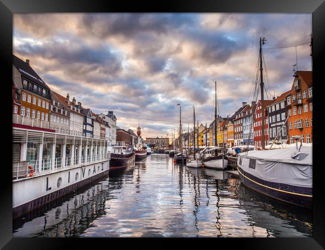 The old harbour area of Nyhavn in Copenhagen Framed Print by George Robertson