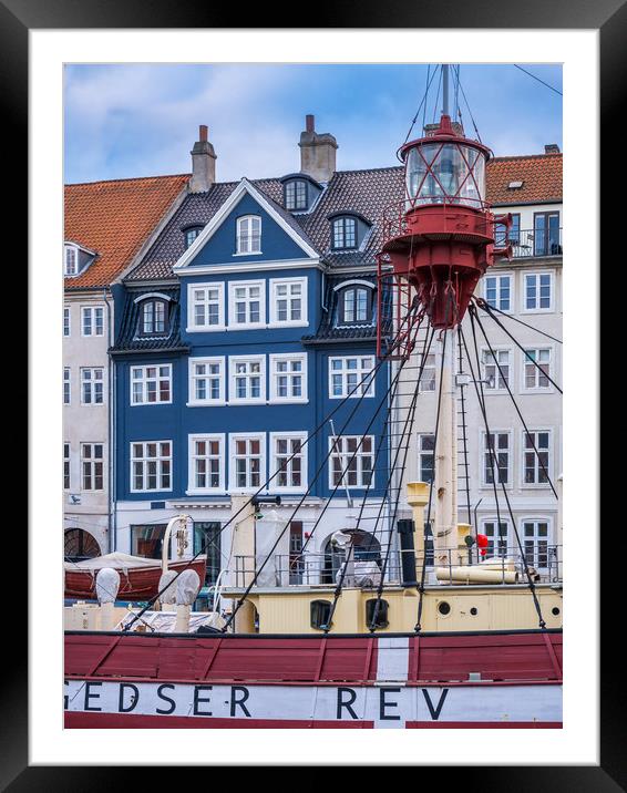 Lighthouse Boat Copenhagen Framed Mounted Print by George Robertson