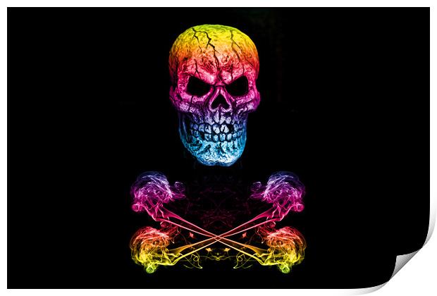Skull And Crossbones Rainbow Print by Steve Purnell