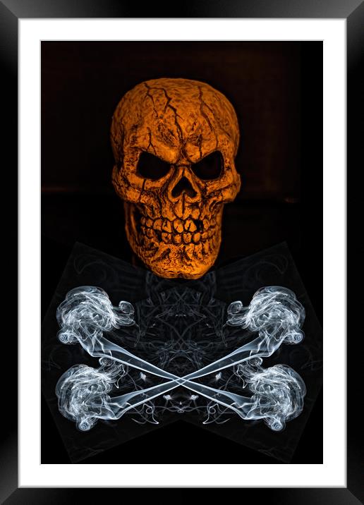 Skull And Crossbones 2 Framed Mounted Print by Steve Purnell
