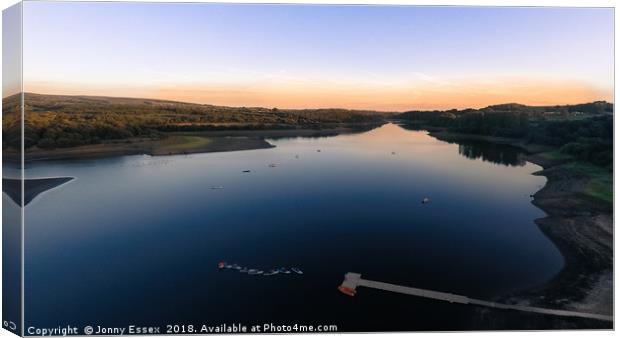 Aerial view of Tittesworth water, Reservoir sunset Canvas Print by Jonny Essex