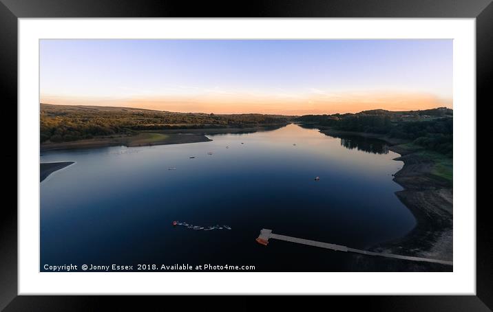 Aerial view of Tittesworth water, Reservoir sunset Framed Mounted Print by Jonny Essex