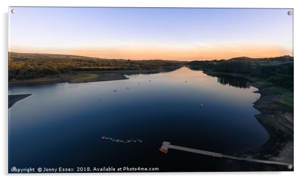 Aerial view of Tittesworth water, Reservoir sunset Acrylic by Jonny Essex
