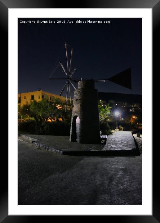 Windmill at Night Framed Mounted Print by Lynn Bolt