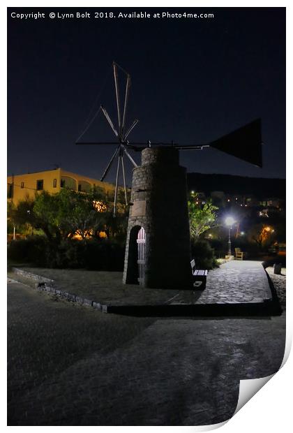 Windmill at Night Print by Lynn Bolt