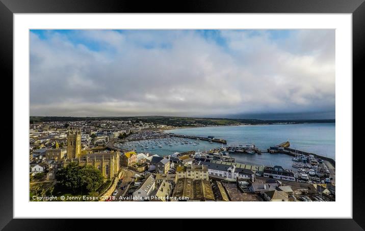 Beautiful Aerial view of Penzance and the harbour Framed Mounted Print by Jonny Essex