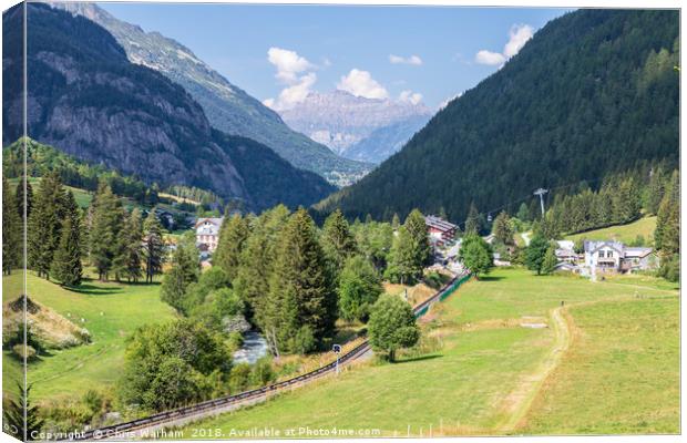 The Vallorcine valley in the French Alps in summer Canvas Print by Chris Warham