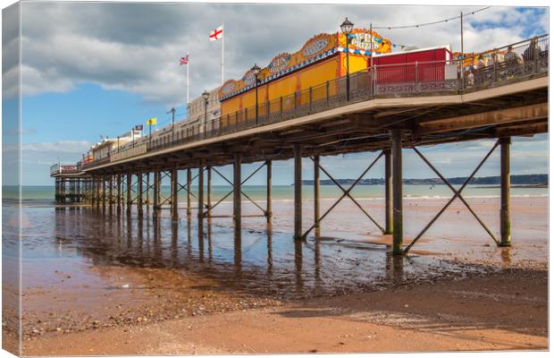 Paignton pier and beach Canvas Print by Steve Mantell