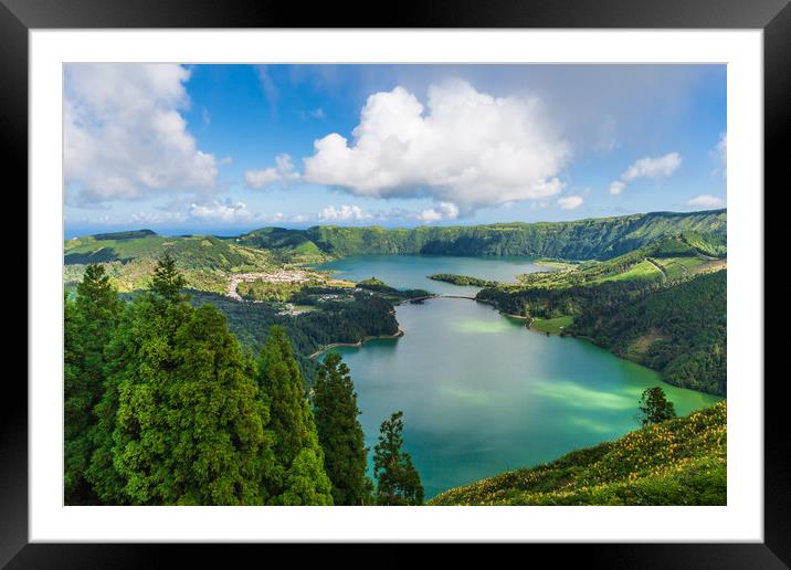 Majestic Twin Lakes of Sete Cidades Framed Mounted Print by Kevin Snelling