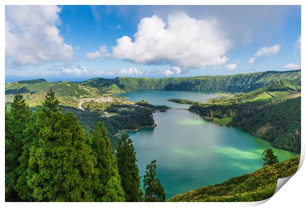 Majestic Twin Lakes of Sete Cidades Print by Kevin Snelling