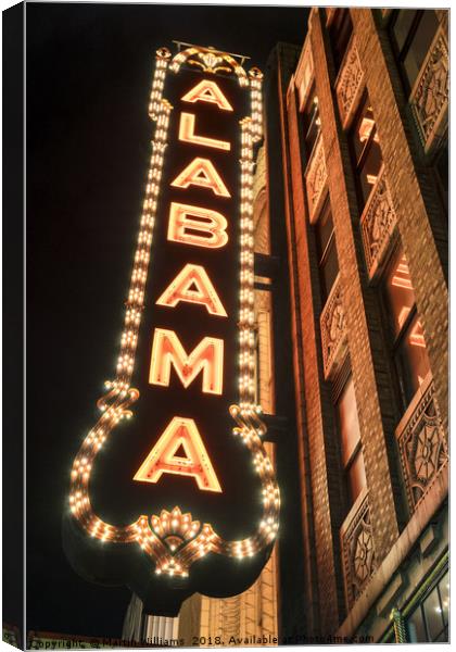 Alabama Theatre, downtown Birmingham Alabama on 3r Canvas Print by Martin Williams