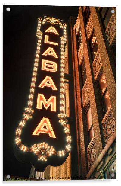 Alabama Theatre, downtown Birmingham Alabama on 3r Acrylic by Martin Williams