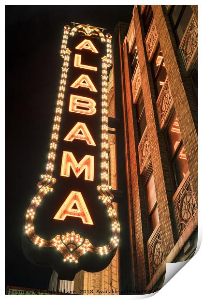 Alabama Theatre, downtown Birmingham Alabama on 3r Print by Martin Williams