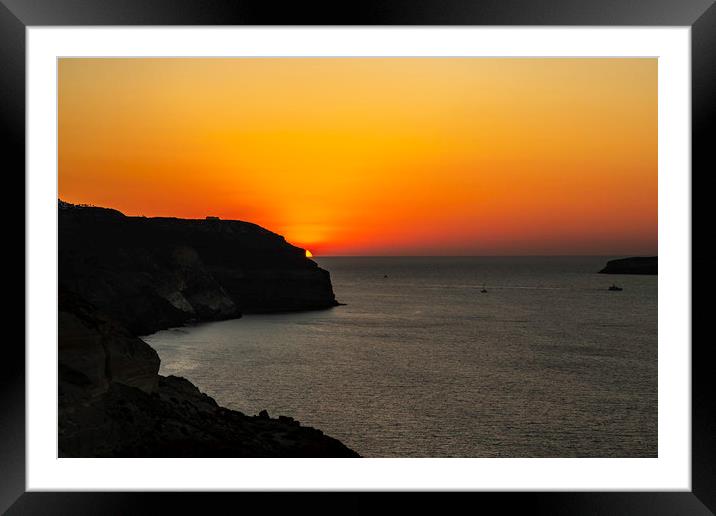 Santorini Sunset Framed Mounted Print by Mal Spain