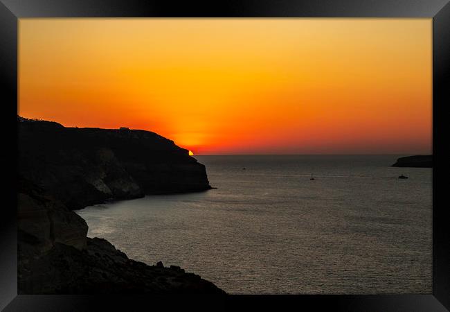 Santorini Sunset Framed Print by Mal Spain