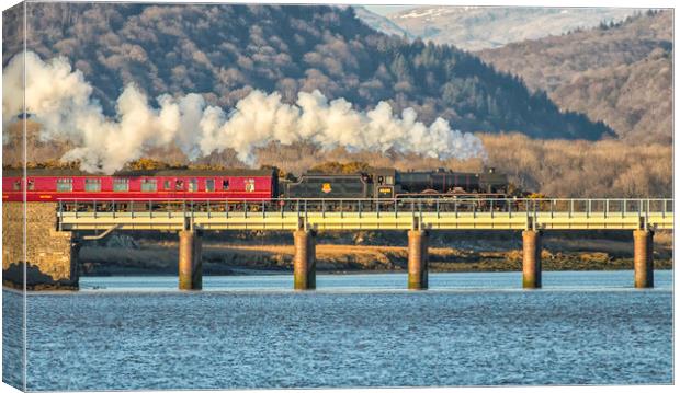 Majestic Leander Steam Train Crossing the Scenic L Canvas Print by James Marsden